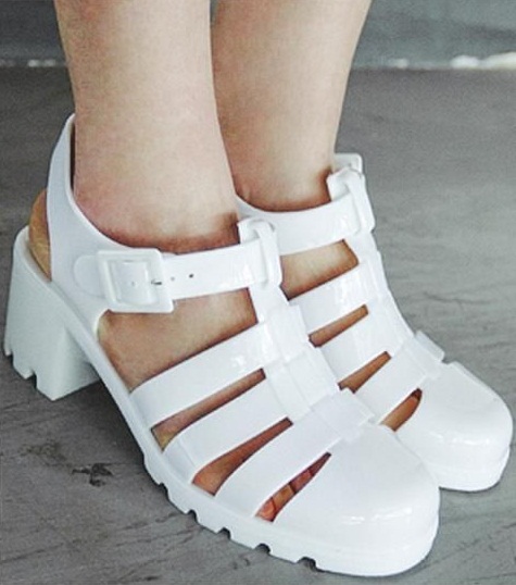 white jelly heels
