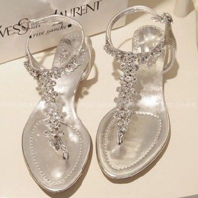 sandals rhinestone flat silver bling womens flats crystal shoes flip rhinestones summer beaded flop craftysandals sweet heel arrival jeweled aliexpress