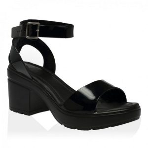 Black Heeled Jelly Sandals