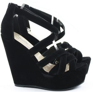 Black High Heel Wedge Sandals