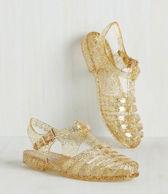Gold Jelly Sandals - CraftySandals.com