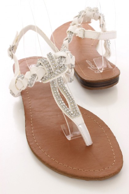 white rhinestone sandals