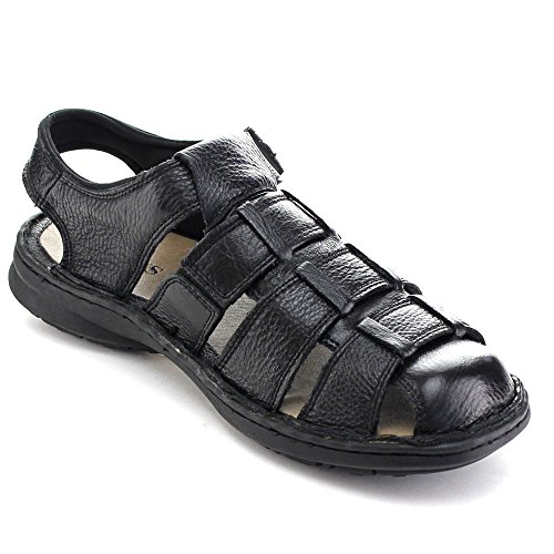 mens black leather sandals closed toe