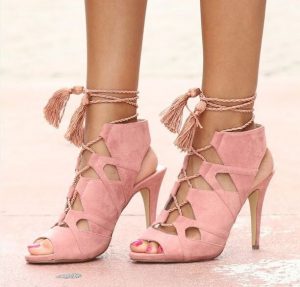 Pink Gladiator Sandals with Tassels