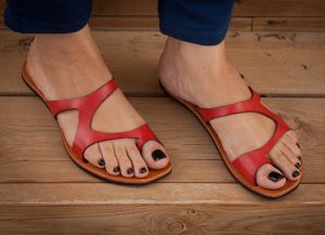 Red Leather Sandals Pictures