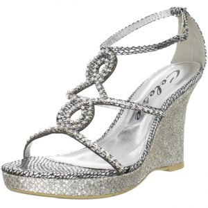 Silver Rhinestone Wedge Sandals