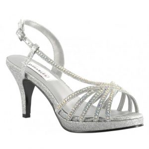 Silver Rhinestone Wedge Wedding Sandals