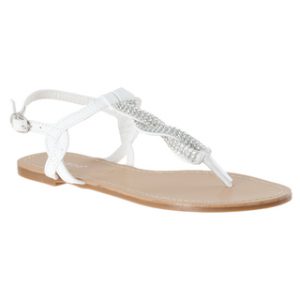 White Sandals with Rhinestones