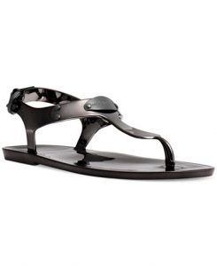 Black Jelly Thong Sandals