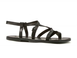 Black Leather Strappy Sandals