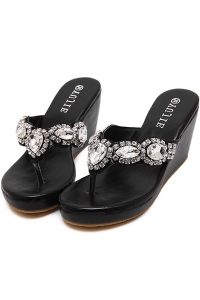 Black Rhinestone Sandals Photos