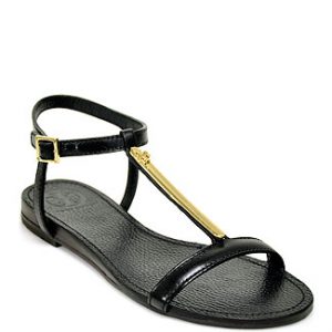 Black T Strap Flat Sandals