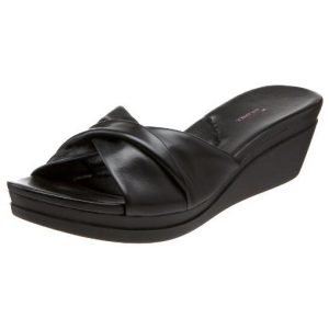 Black Wedge Slide Sandals