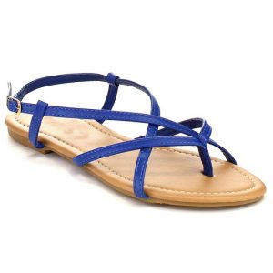 Blue Strappy Flat Sandals