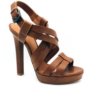 Brown Leather Platform Sandals