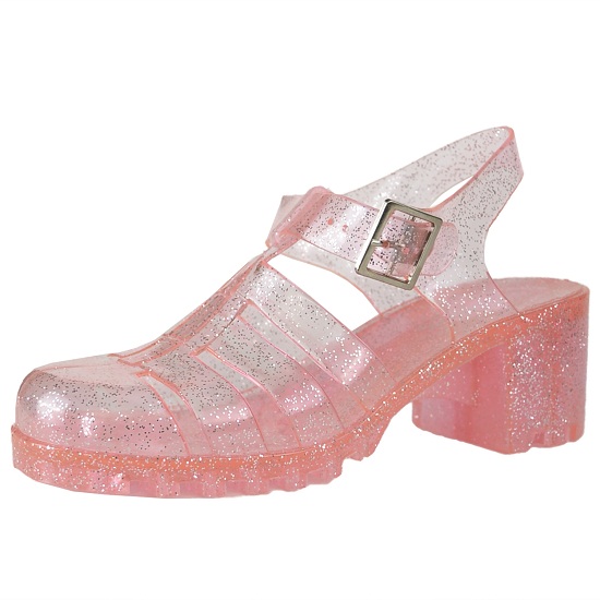 pink glitter jelly slides