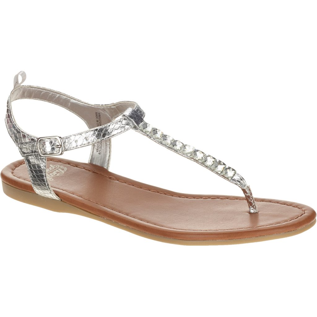 Silver T-Strap Sandals - CraftySandals.com