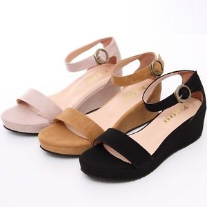 Low Wedge Ankle Strap Sandals