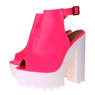 neon pink platform sandals
