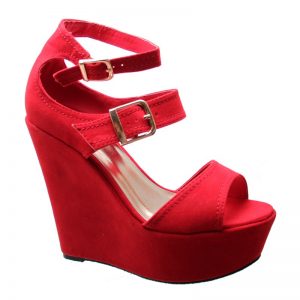 Red Platform Wedge Sandals