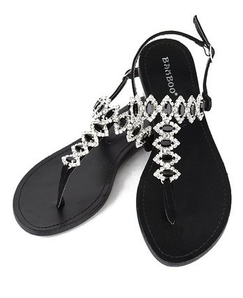 Black Rhinestone Sandals 