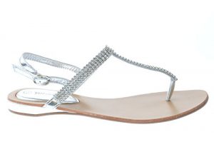 Rhinestone Thong Sandals Silver