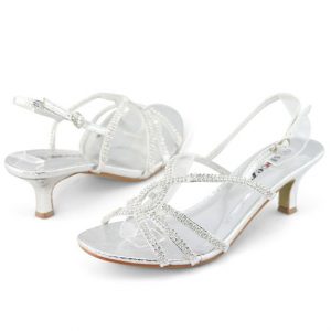 Silver Strappy Sandals Low Heel