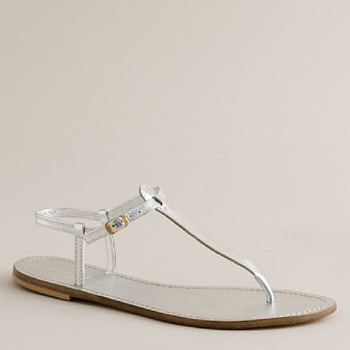 Silver T-Strap Sandals - CraftySandals.com