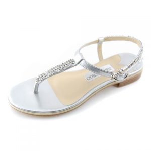 Silver Thong Sandals Flat