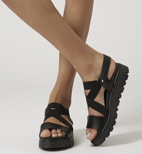 black strappy sandals platform
