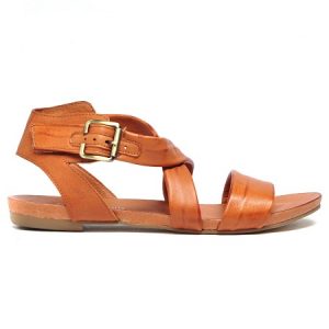 Tan Leather Flat Sandals