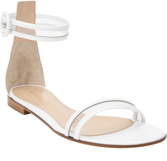 flat white sandals with ankle strap