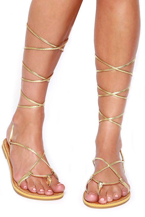 metallic lace up sandals