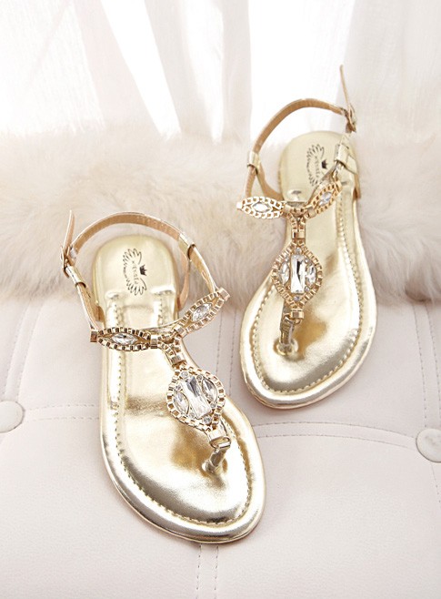 Gold Rhinestone Sandals | CraftySandals.com