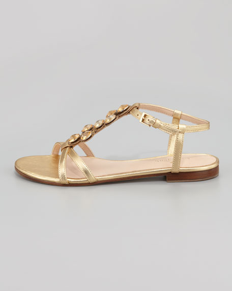 Gold T Strap Sandals | CraftySandals.com