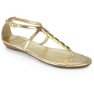 Gold T Strap Sandals - CraftySandals.com