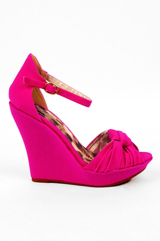 hot pink wedge shoes