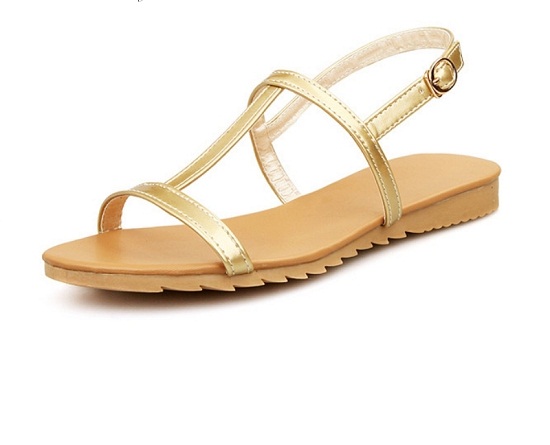 Gold T Strap Sandals - CraftySandals.com