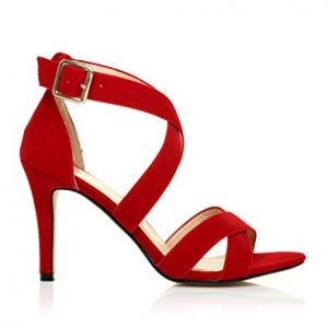 Red Suede Strappy Sandals