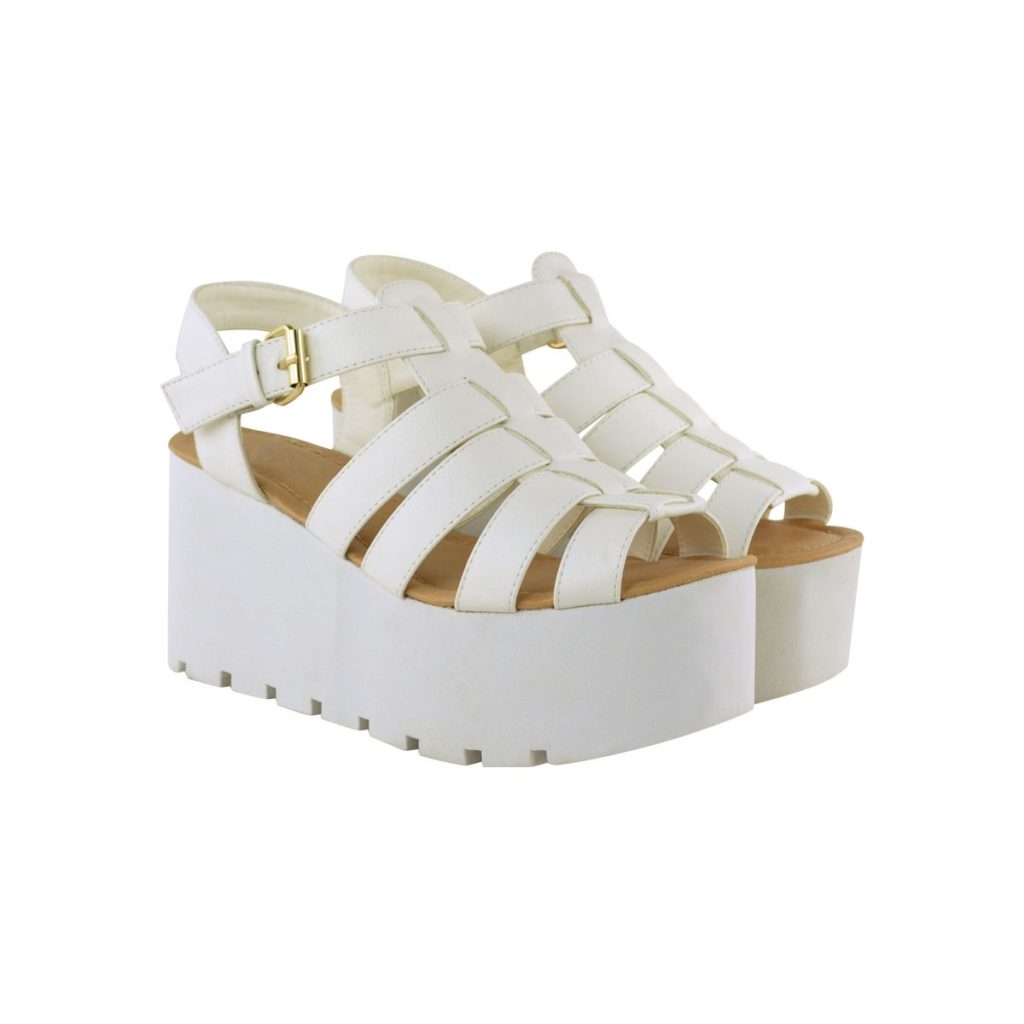 White Flatform Sandals - CraftySandals.com