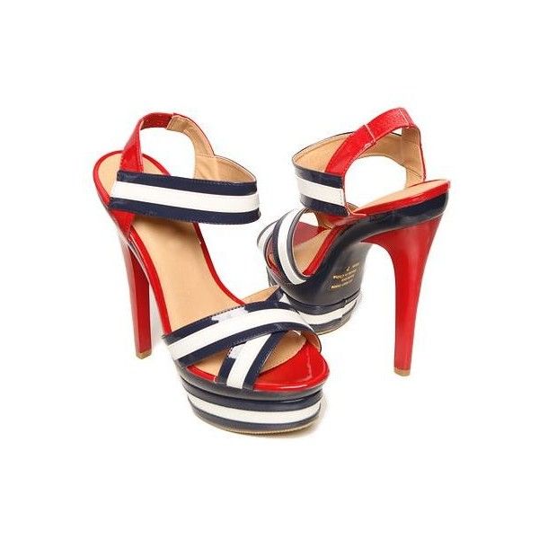 red white blue platform sandals