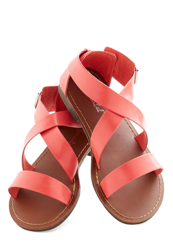 coral and turquoise sandals