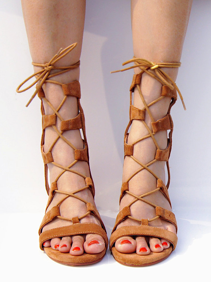 lace tie sandals