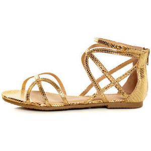 Gold Flat Sandals - CraftySandals.com