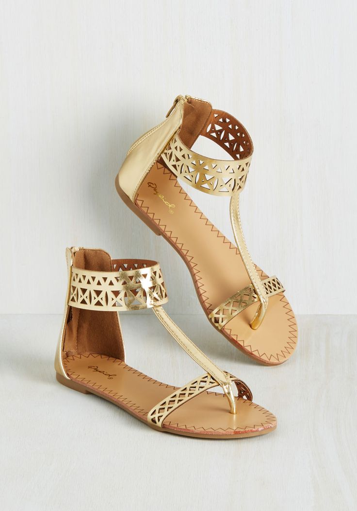 Gold Flat Sandals - CraftySandals.com