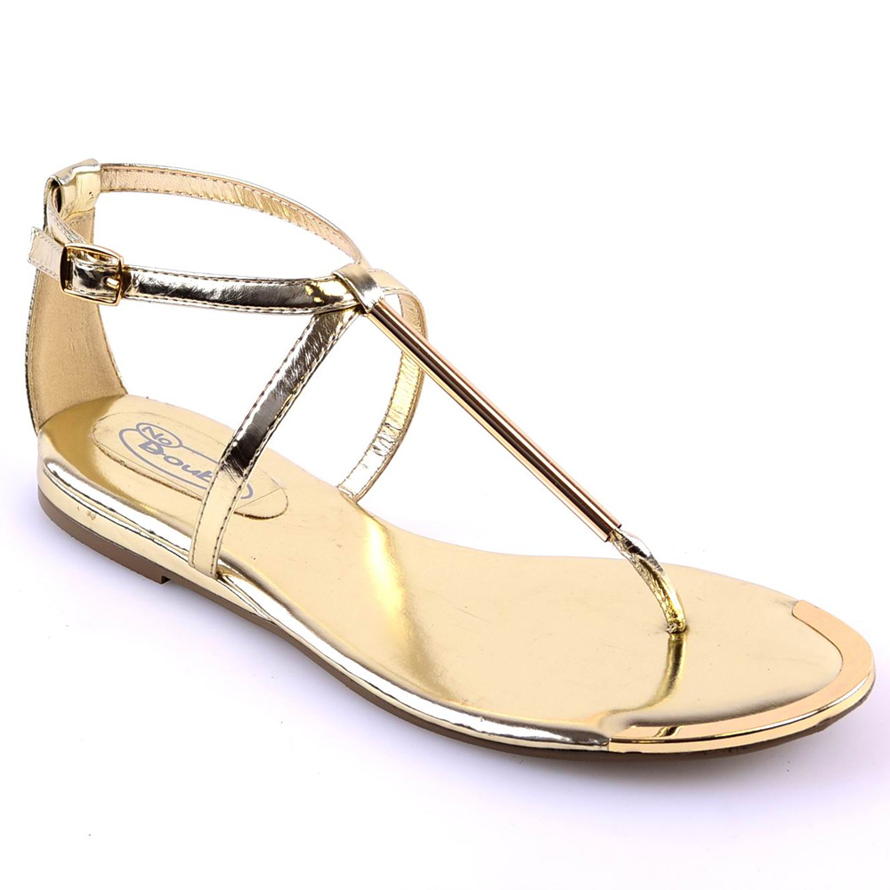 Gold Strappy Flat Sandals : Designer Women S Gold Flat Sandals Free ...