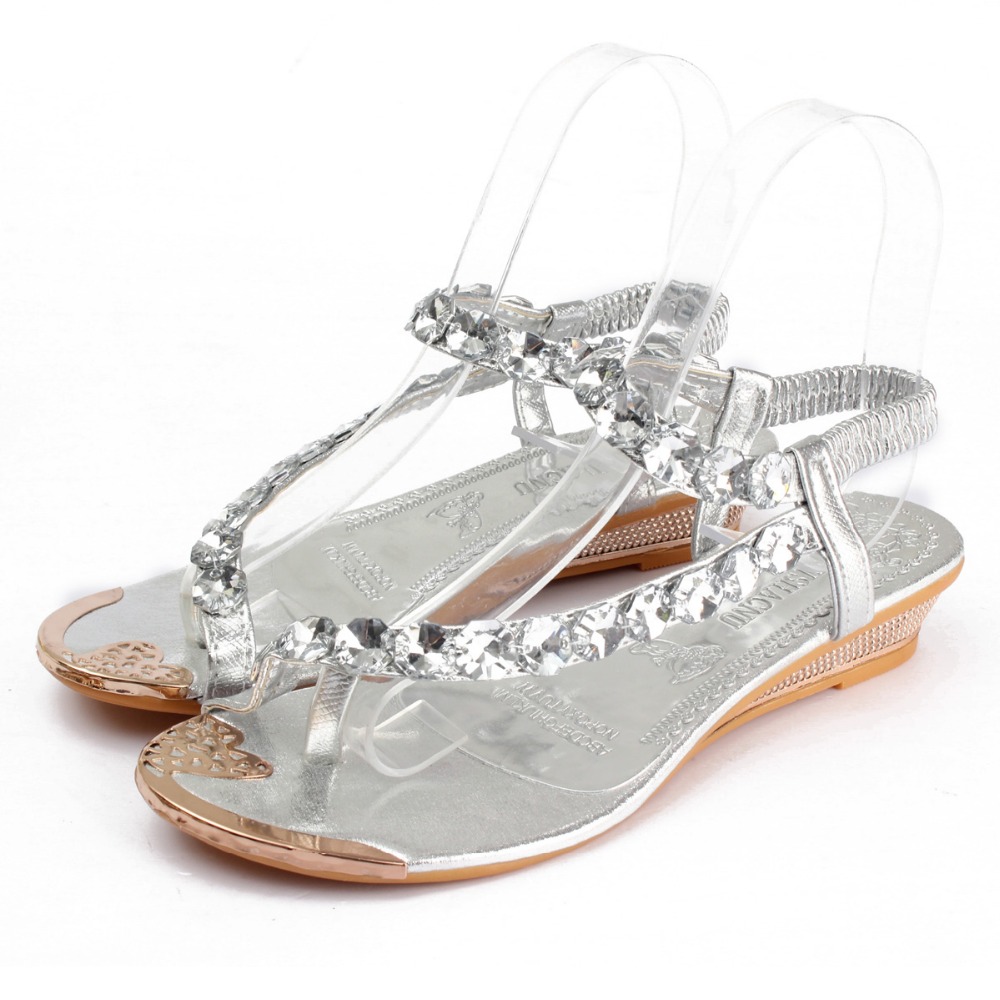 Silver Rhinestone Sandals - CraftySandals.com