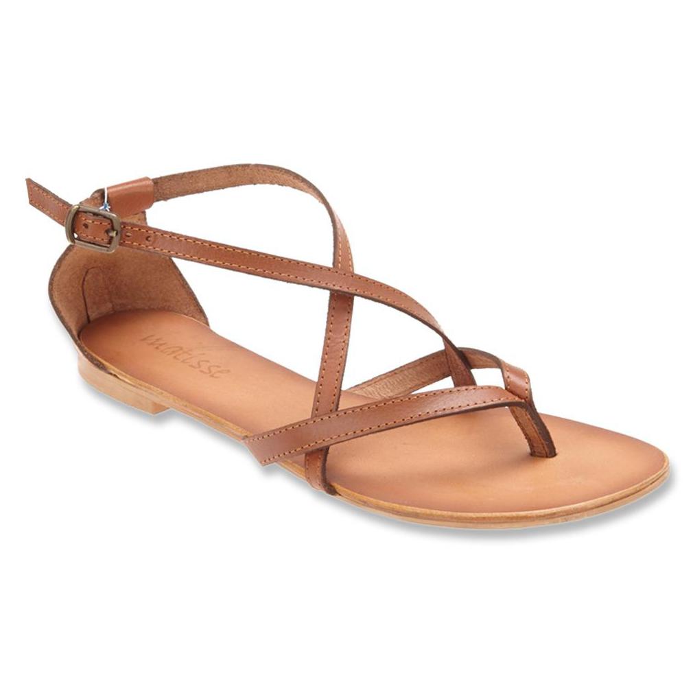 Tan Flat Sandals - CraftySandals.com