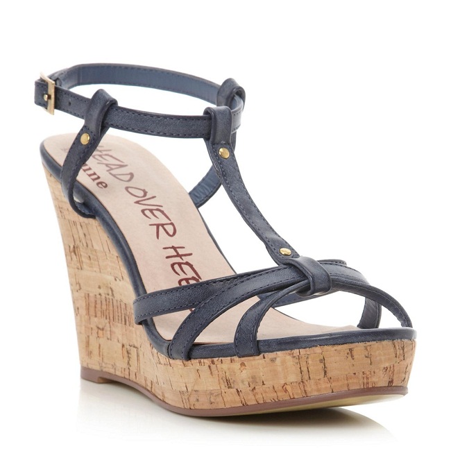 Navy Blue Wedge Sandals - CraftySandals.com