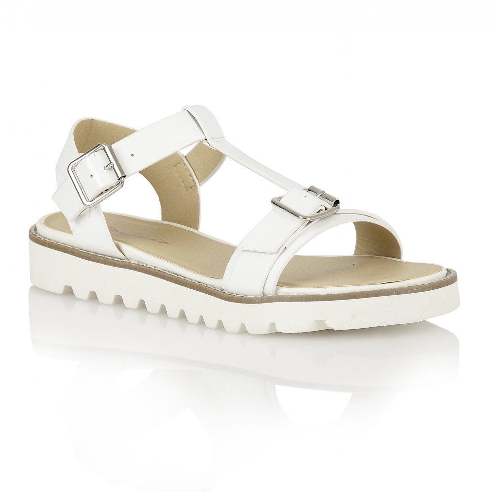 ladies white flat sandals